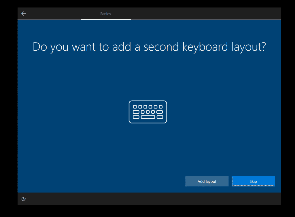 comment installer Windows 10 - ignorez l'ajout de claviers supplémentaires