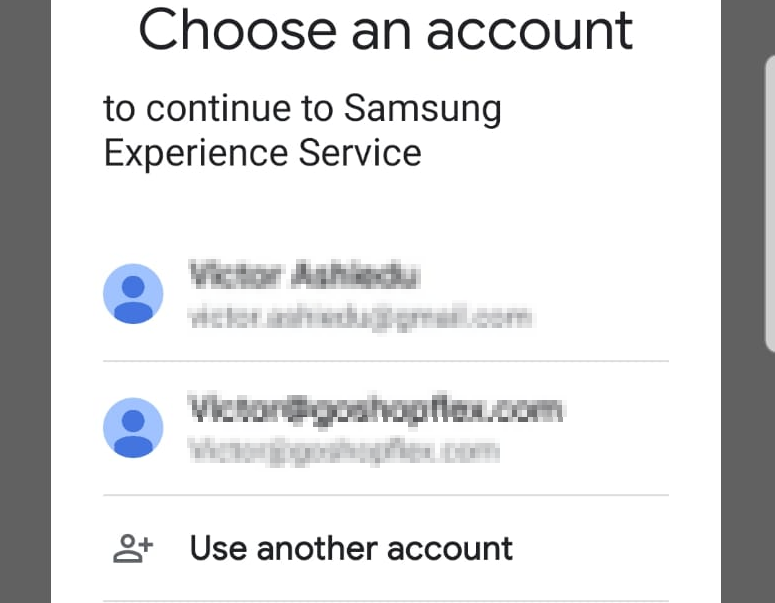 Localiser mon Samsung - sélectionnez un compte Google