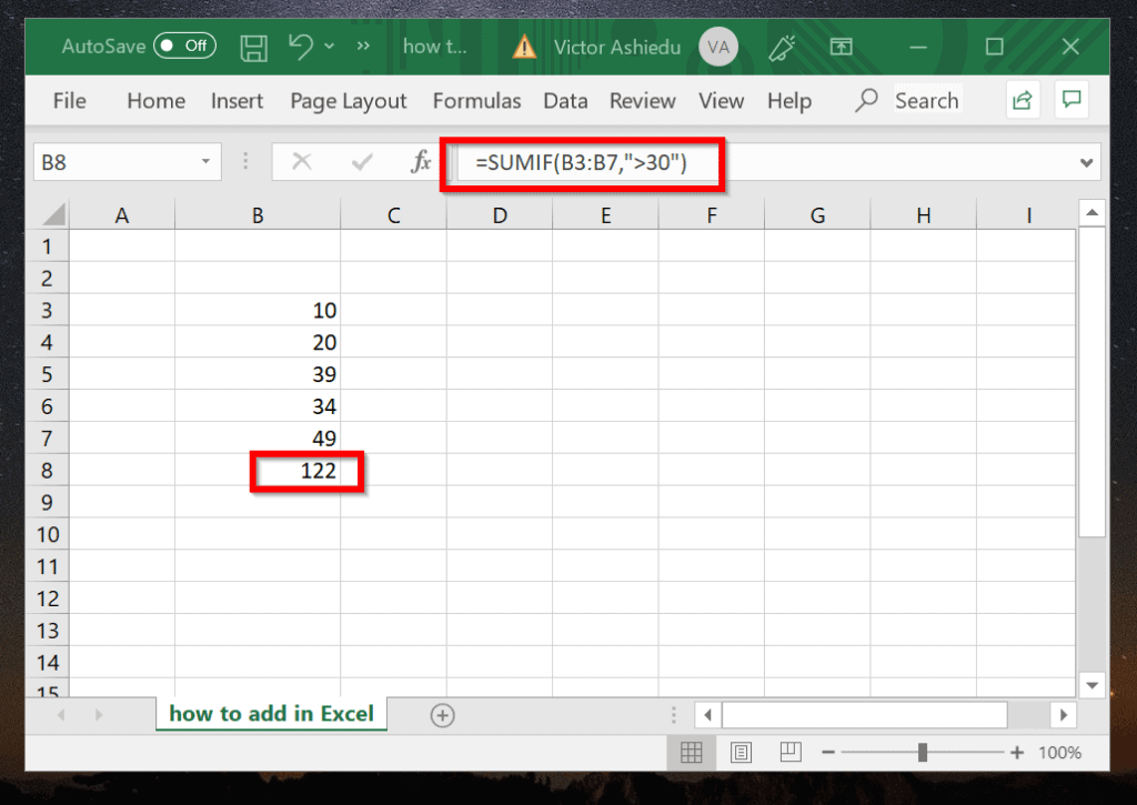 Comment ajouter dans Excel avec des critères (exemple SUMIF)
