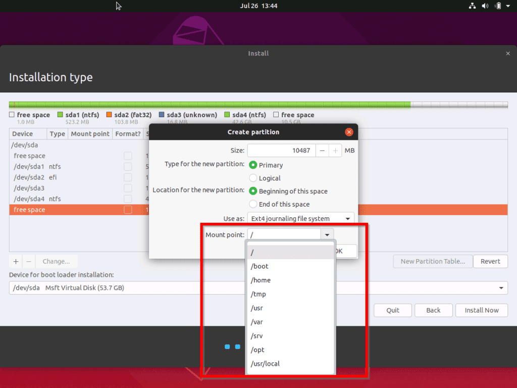 Points de montage Ubuntu