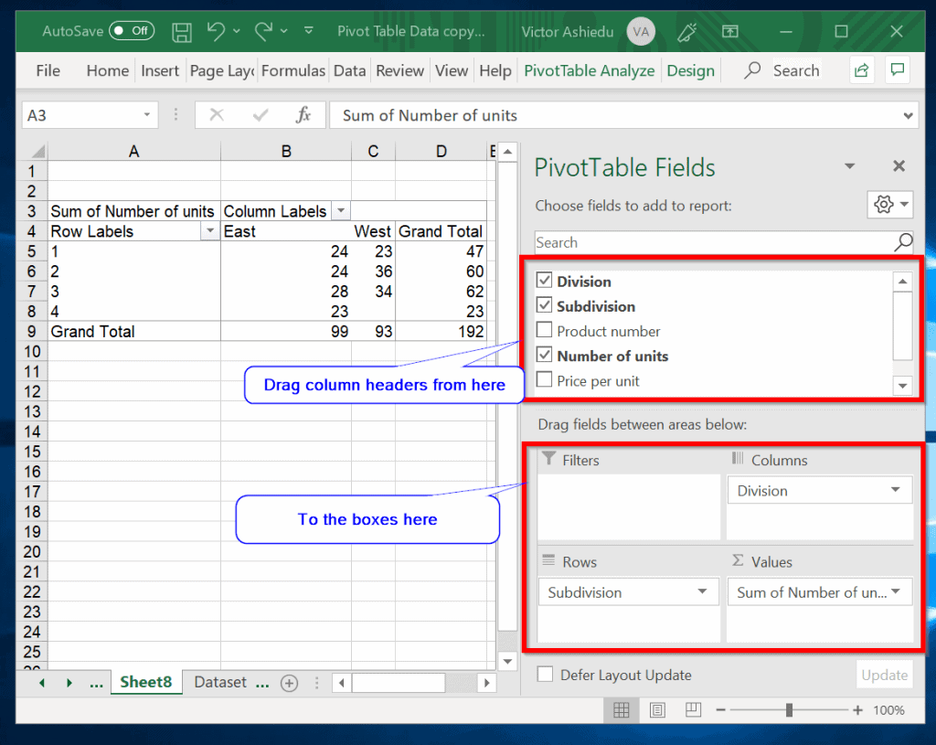 Ajouter des données à un tableau croisé dynamique vide dans Excel