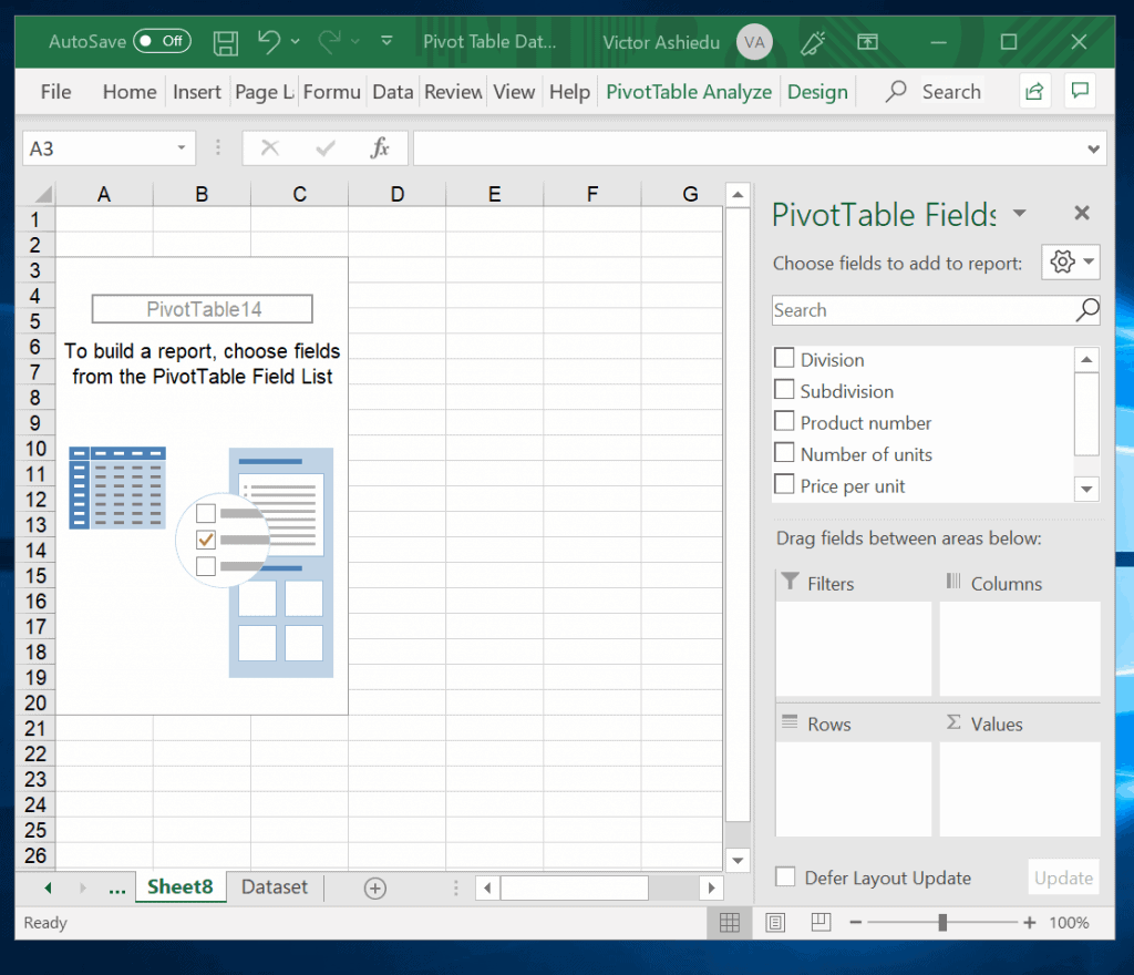 Comment personnaliser un tableau croisé dynamique dans Excel - Tableau croisé dynamique vide