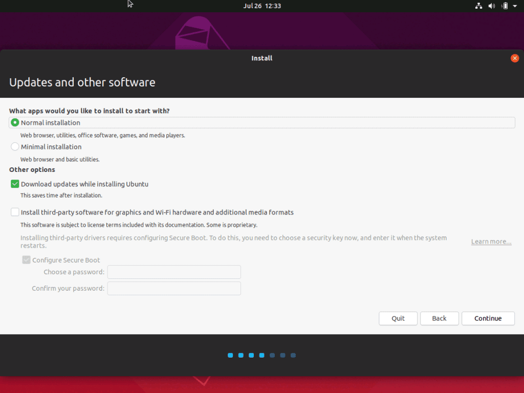 dual boot Ubuntu et Windows 10 - installez ubuntu - mises à jour et autres logiciels
