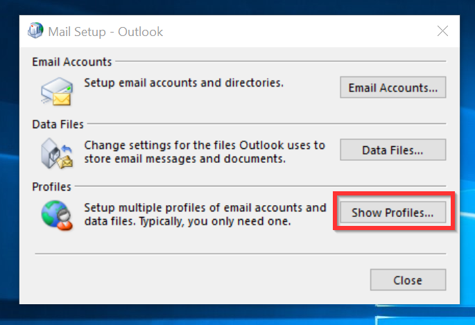 Impossible de démarrer Microsoft Outlook - créer un nouveau profil Outlook