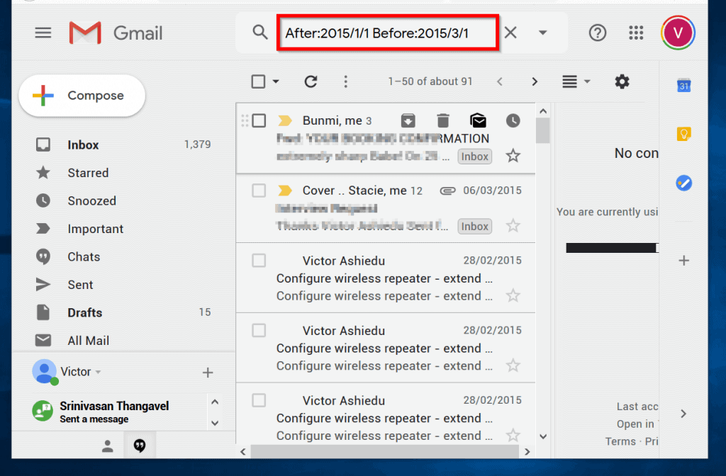 rechercher Gmails par date - après mais avant une certaine date