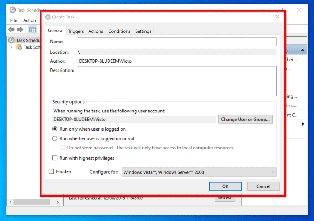 Étapes pour planifier l'arrêt de Windows 10 à une heure spécifiée - créer une nouvelle tâche