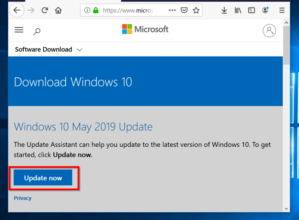 installer manuellement la mise à jour Windows 10 1903 - lien de l'assistant de mise à jour Windows 10