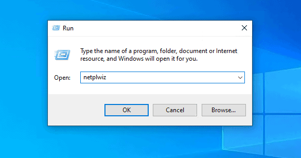 supprimer le mot de passe de connexion windows 10 - ouvrir netplwiz 