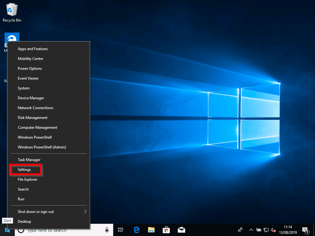 mode sans échec Windows - menu Démarrer clic droit