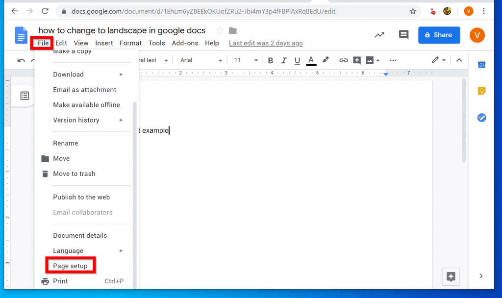 How to Change to Landscape in Google Docs (from a PC)