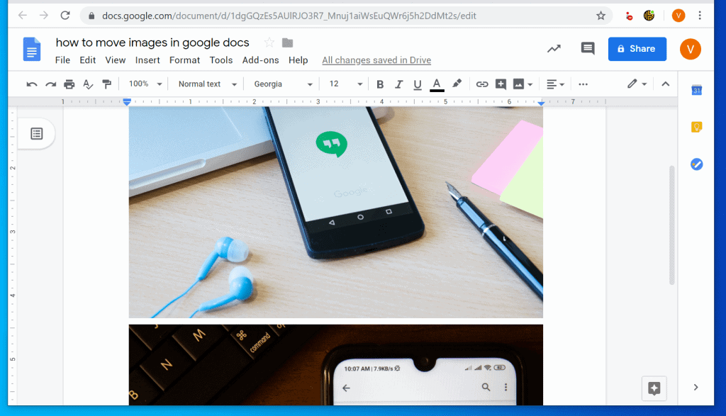 Comment déplacer des images dans Google Docs : redimensionner les images
