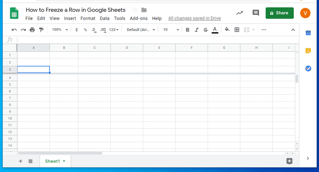 Comment figer une ligne dans Google Sheets à partir d'un PC