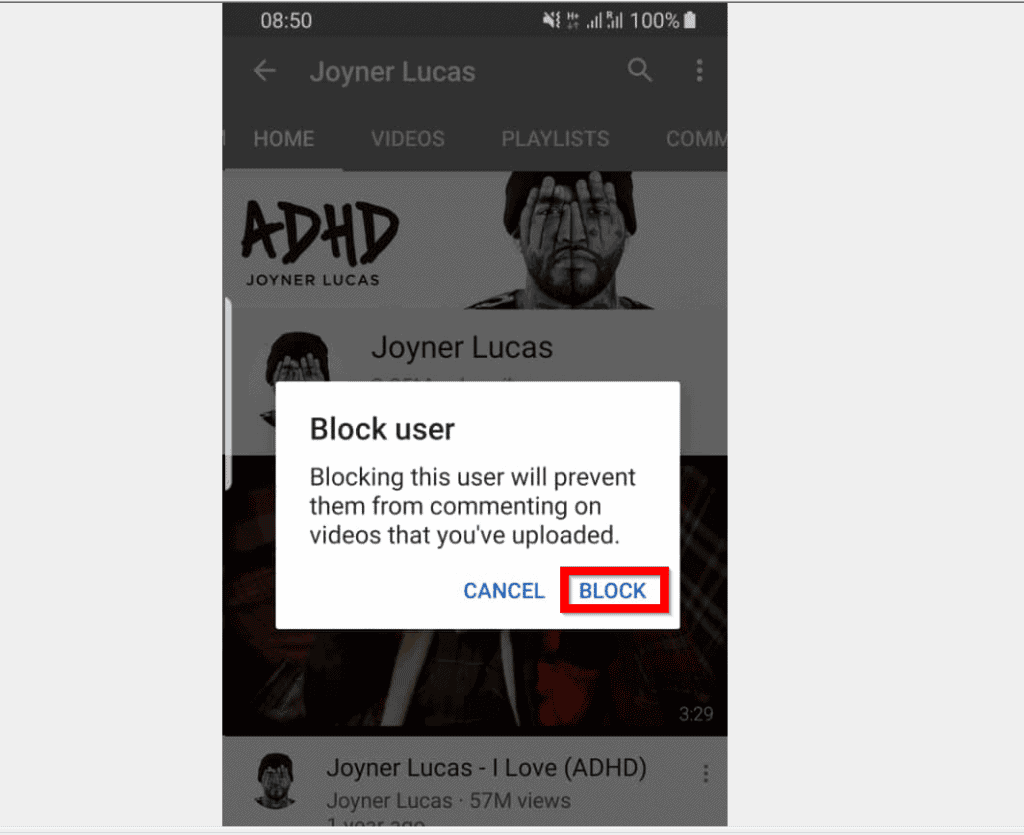 Comment bloquer quelqu'un sur YouTube à partir de l'application Android