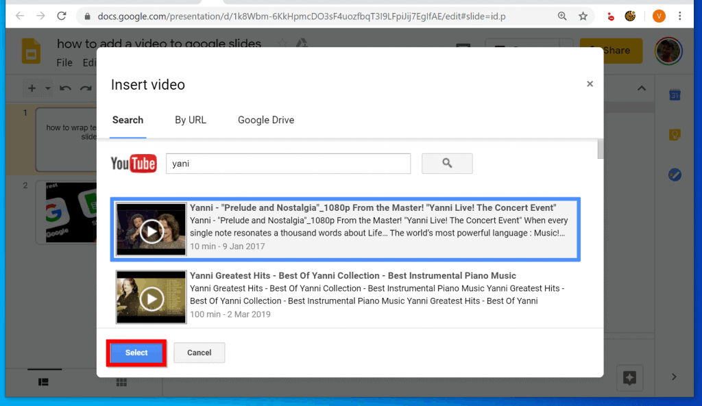 Comment ajouter une vidéo à Google Slides à partir d'un PC (Slides.Google.com)