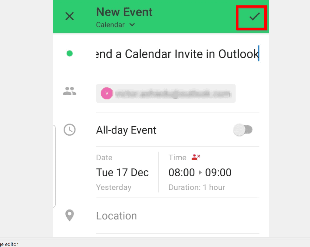 Comment envoyer une invitation de calendrier dans Outlook à partir de l'application Android