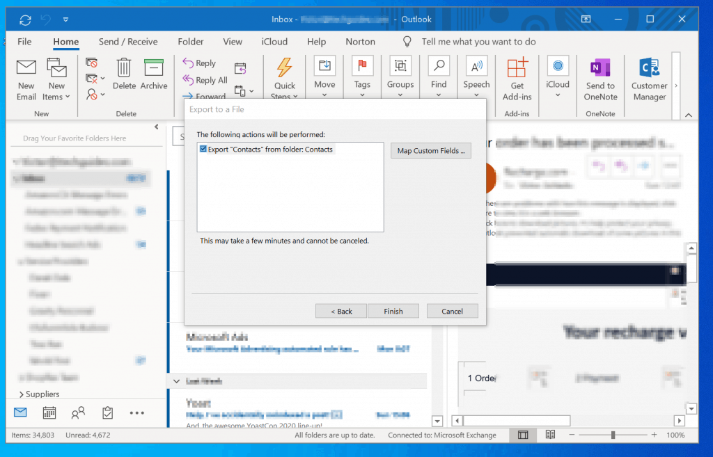 Comment exporter des contacts à partir du client Outlook 
