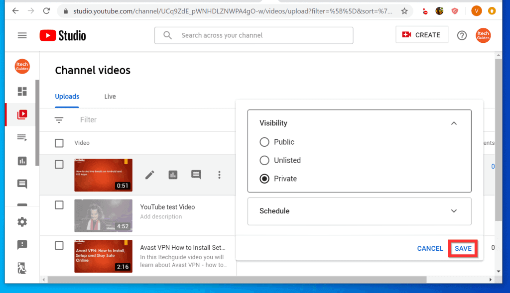 Comment rendre des vidéos YouTube privées à partir d'un PC (YouTube.com)
