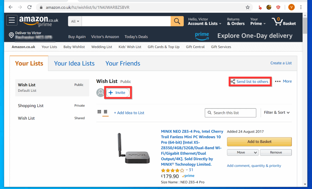 Comment inviter d'autres personnes à votre liste de souhaits Amazon à partir d'un PC