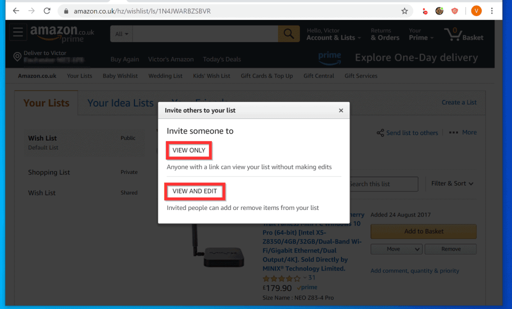 Comment partager une liste de souhaits Amazon à partir d'un PC (Amazon.com)