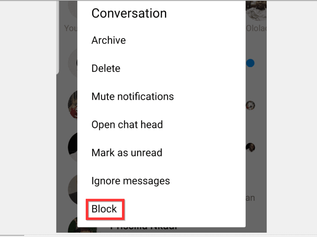 Comment bloquer quelqu'un sur l'application Facebook Messenger 
