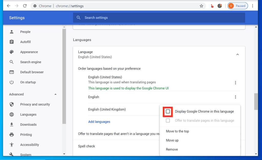 Comment changer la langue dans Google Chrome (Windows 10)