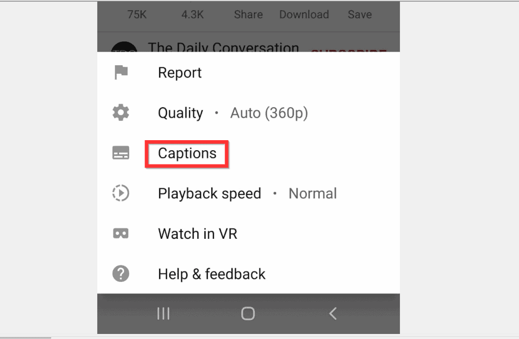 Comment activer les sous-titres sur YouTube à partir de l'application Android