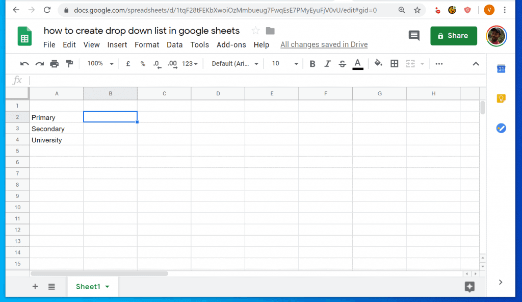 Comment créer une liste déroulante dans Google Sheets à partir d'un PC