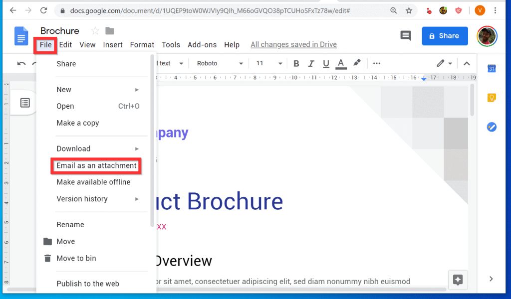 Comment envoyer un e-mail à un document Google à partir d'un PC