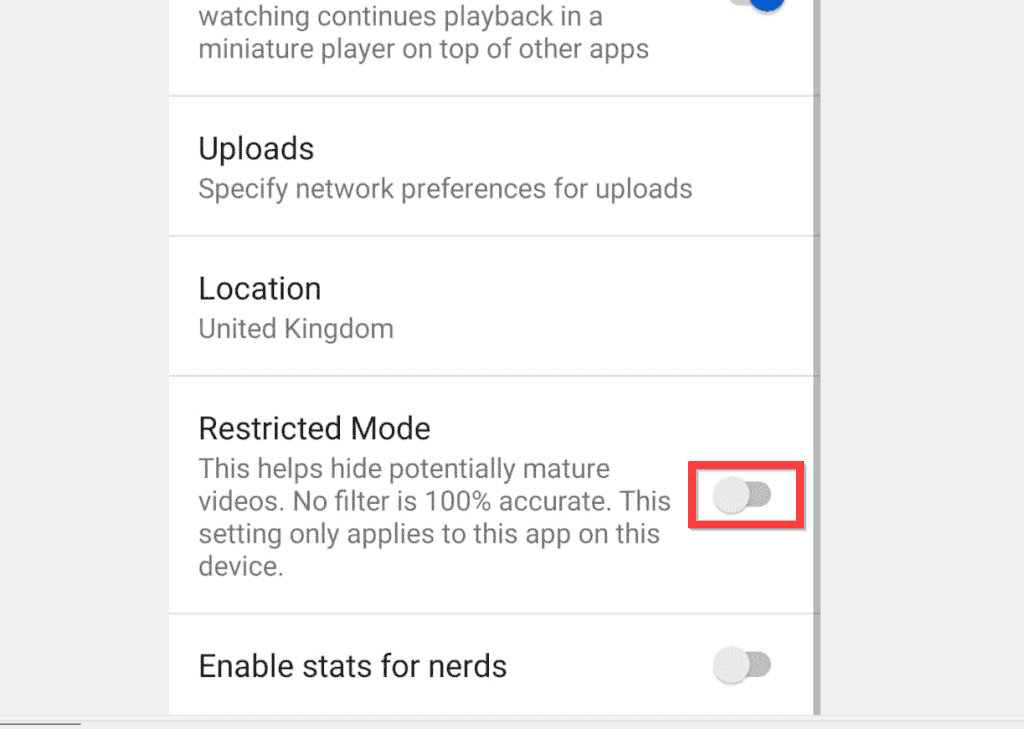Comment désactiver le mode restreint sur YouTube sur Android