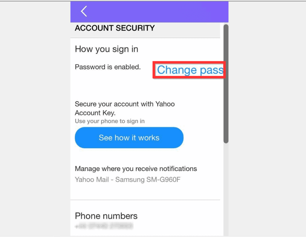 Comment changer le mot de passe Yahoo Mail iPhone