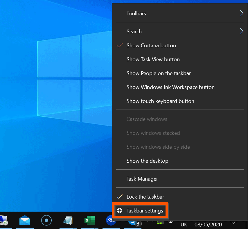 Comment modifier la taille des icônes sur les icônes de la barre des tâches de Windows 10