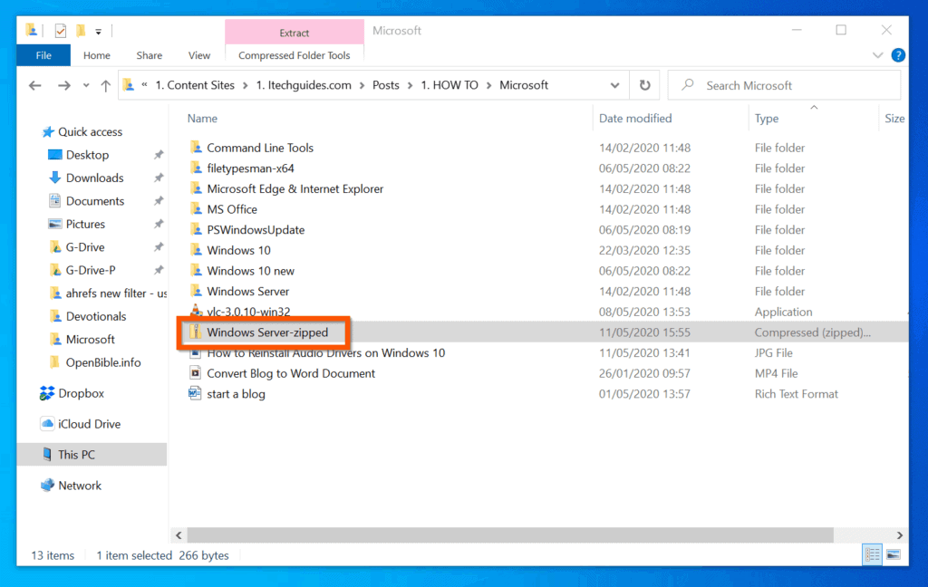 Comment compresser un dossier dans Windows 10 avec l'explorateur de fichiers 
