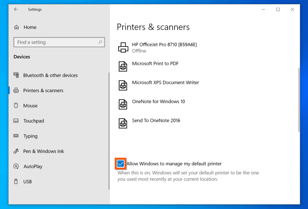 Comment définir l'imprimante par défaut dans Windows 10 à partir des paramètres des imprimantes et des scanners