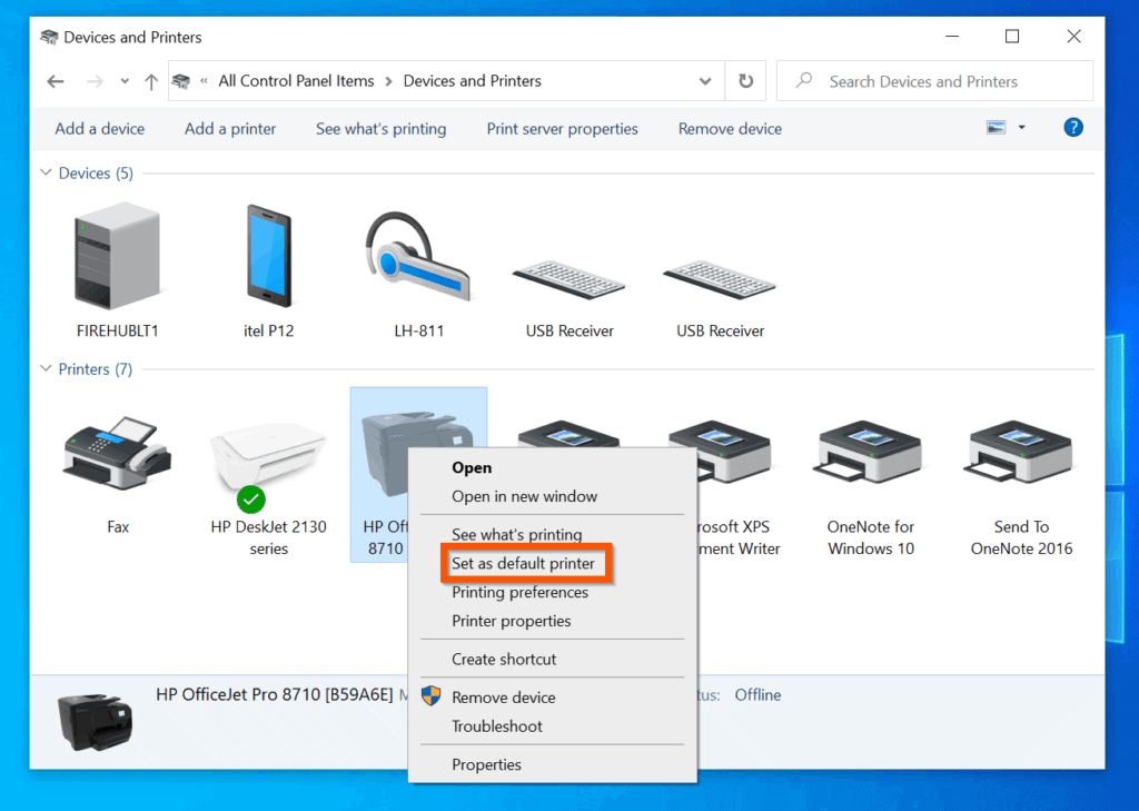 Comment définir l'imprimante par défaut dans Windows 10 à partir du Panneau de configuration