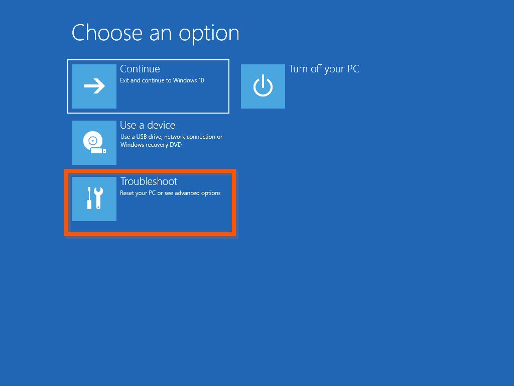 Comment réinitialiser Windows 10 sans mot de passe : étape 2 - Réinitialiser le PC avec l