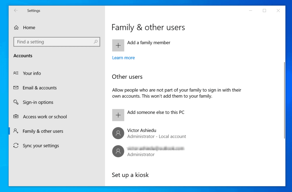 Comment supprimer un compte administrateur sur Windows 10 à partir des paramètres Windows