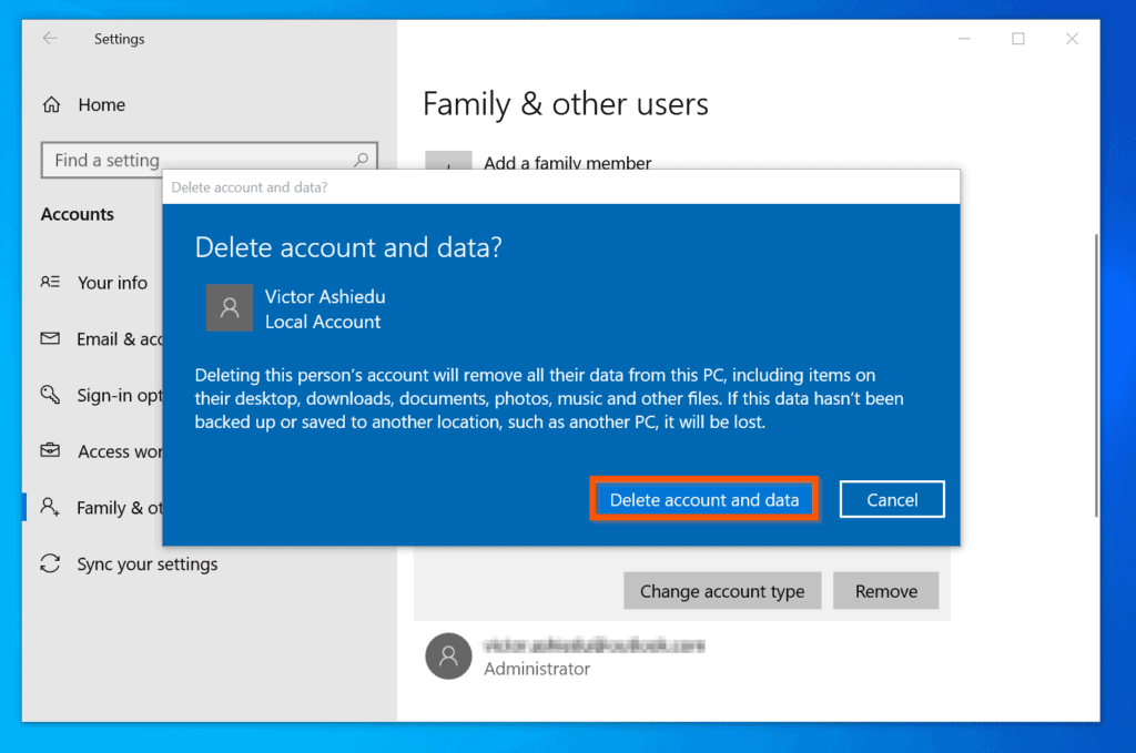 Comment supprimer un compte administrateur sur Windows 10 à partir des paramètres Windows