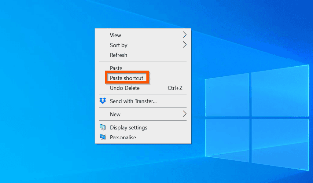 Comment créer un raccourci sur Windows 10 - Méthode copier-coller 