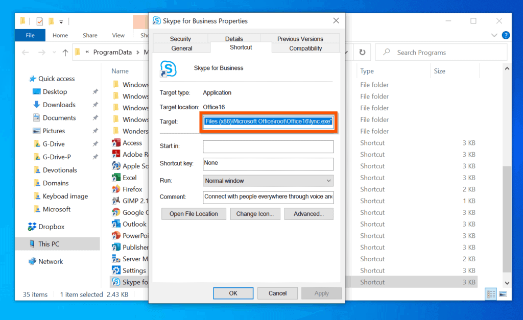 Comment empêcher un programme d'accéder à Internet sous Windows 10 - Trouver le chemin d'accès à l'exe pour le programme 