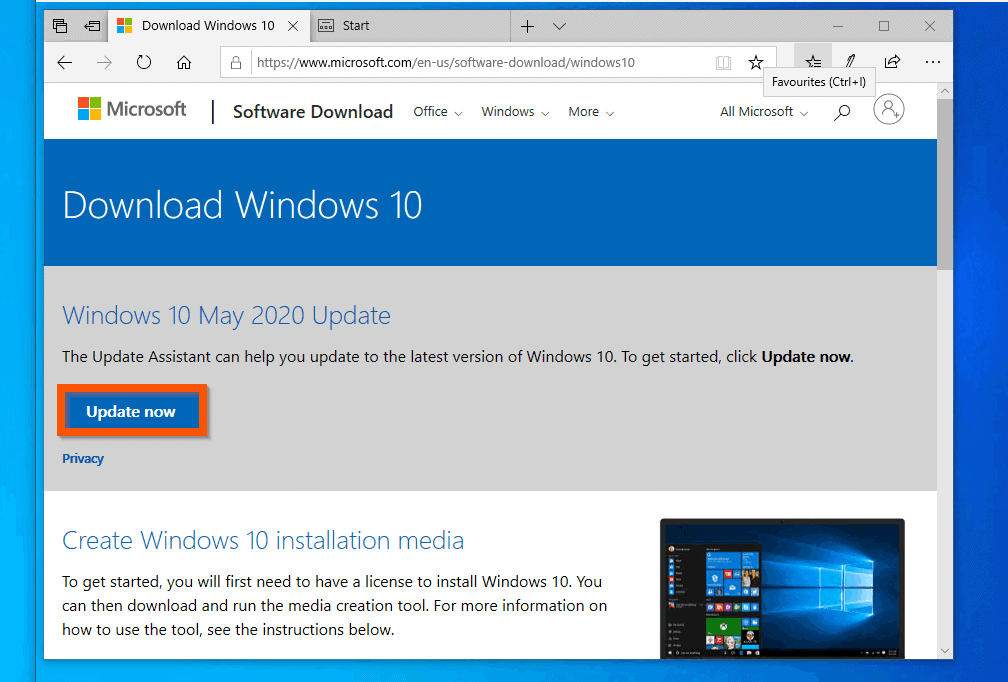 Comment installer manuellement la mise à jour de Windows 10 2004 - étape 1 : ouvrez la page de mise à jour de Windows 10