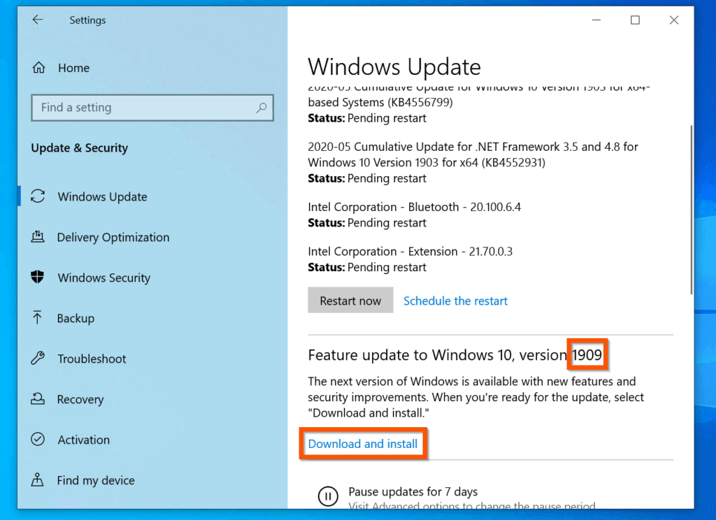 Comment installer automatiquement Windows 10 2004 via Windows Update