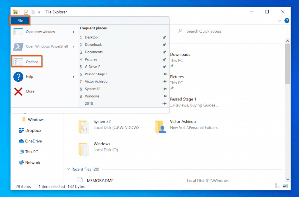 Comment effacer les fichiers récents dans l'explorateur de fichiers Windows 10