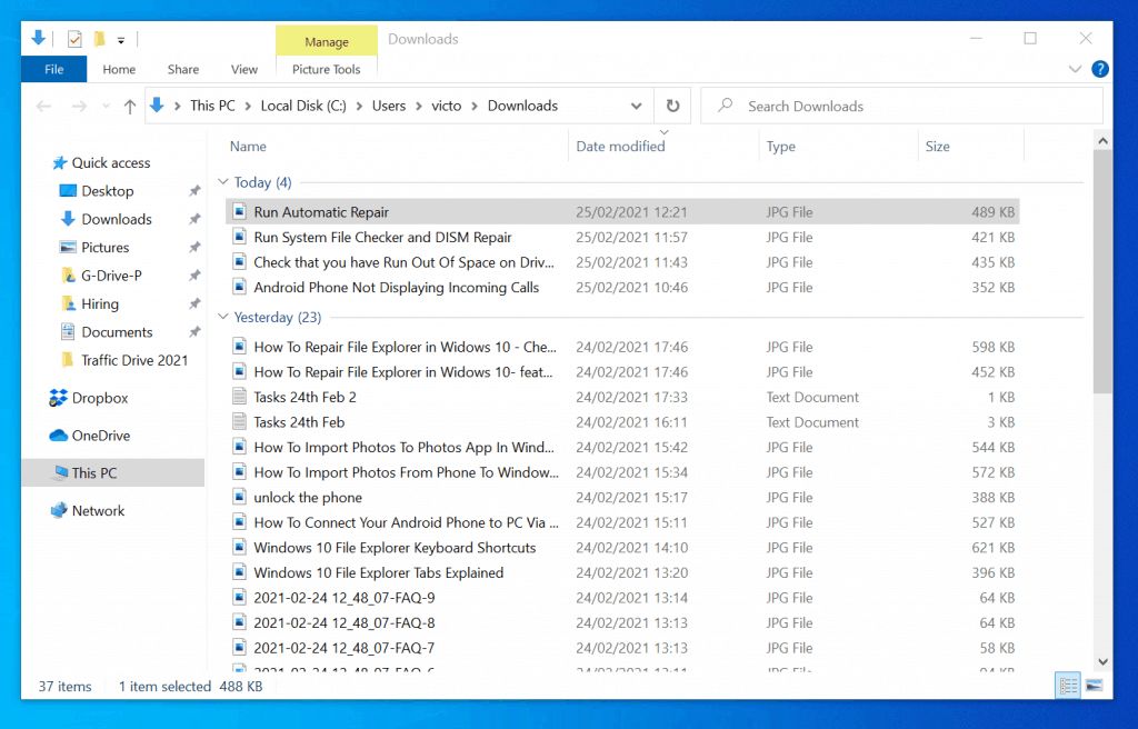 Comment réinitialiser l'explorateur de fichiers à la vue par défaut dans Windows 10 - vue par défaut de l'explorateur de fichiers