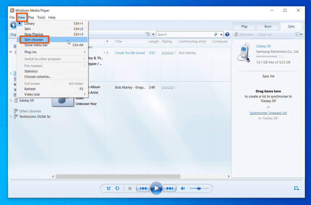 Get Help With Windows Media Player In Windows 10 - Windows Media Player "Skin Chooser"