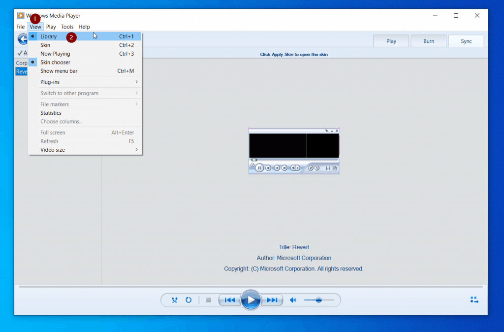 Get Help With Windows Media Player In Windows 10 - To return to the default "Library" view, click View on the menu, then select Library. 