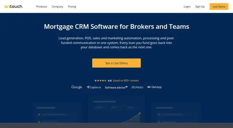 BNTouch Mortgage CRM screenshot