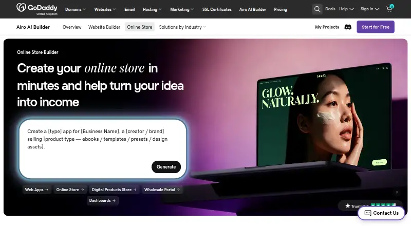 GoDaddy Online Store screenshot
