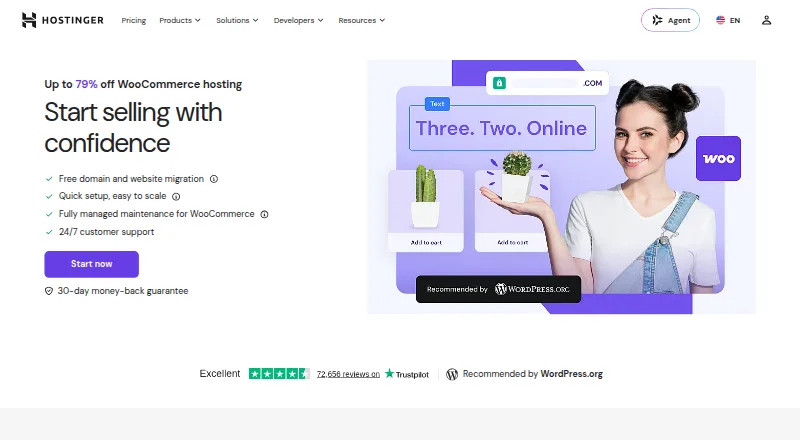 Hostinger WooCommerce Hosting screenshot