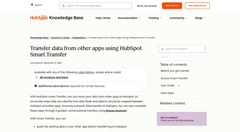 HubSpot Smart Transfer screenshot