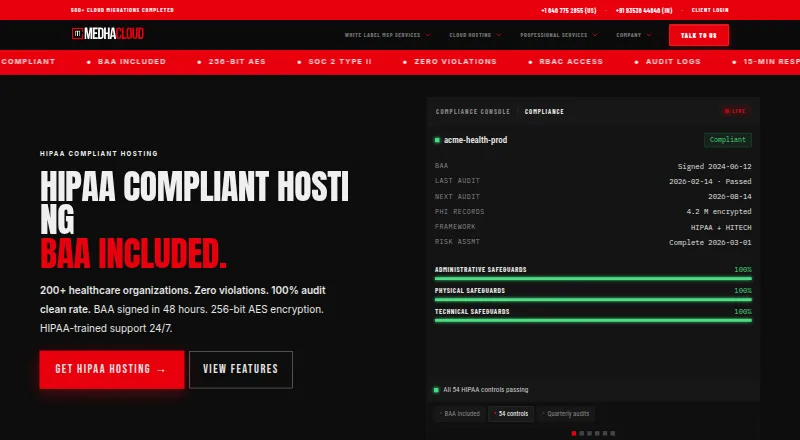 Medha Cloud HIPAA Hosting screenshot